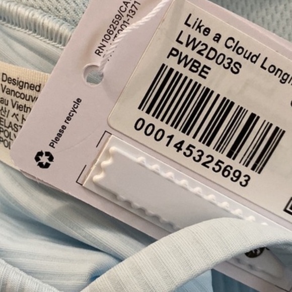 ❤️ Lululemon Like a Cloud Ribbed Longline Bra B/C Cup, Powder Blue Size 8 NWT - Picture 6 of 7